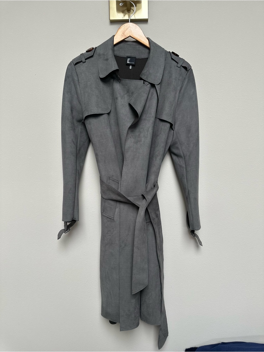 Love Token Grey Suede Trench Coat